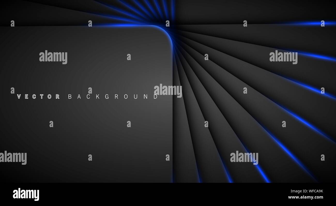 Blue light line shadow dark grey luxury background Stock Vector