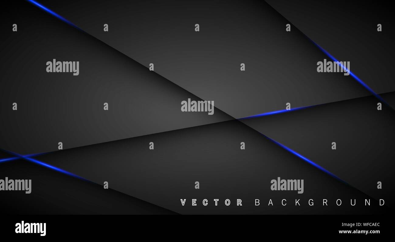 Blue light line shadow dark grey luxury background Stock Vector