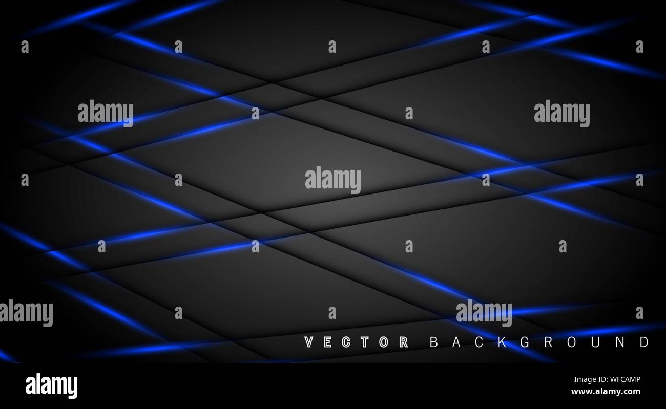 Blue light line shadow dark grey luxury background Stock Vector