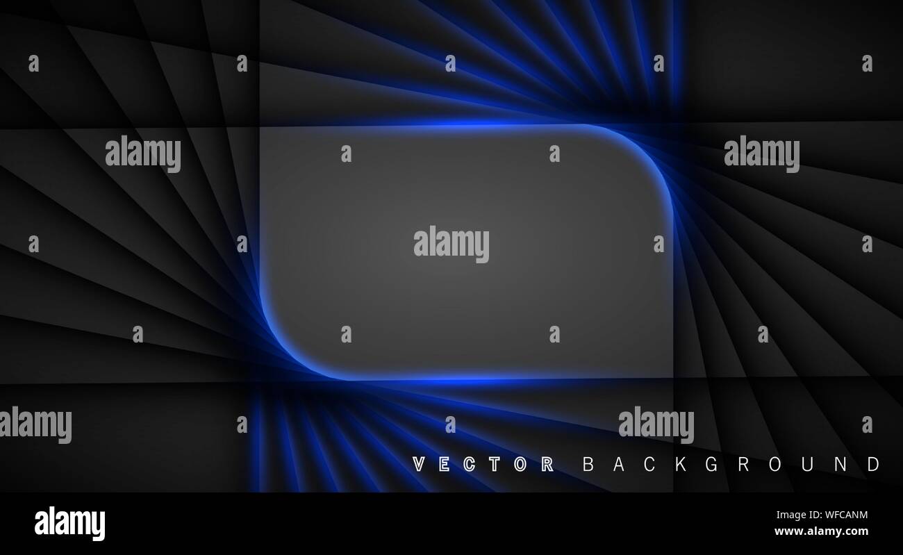 Blue light line shadow dark grey luxury background Stock Vector