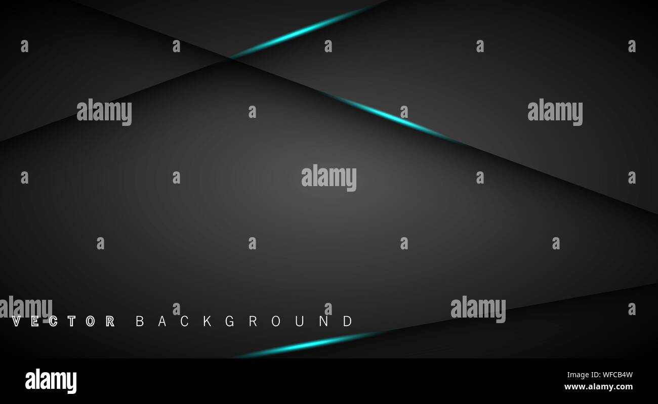 Blue light line shadow dark grey luxury background Stock Vector
