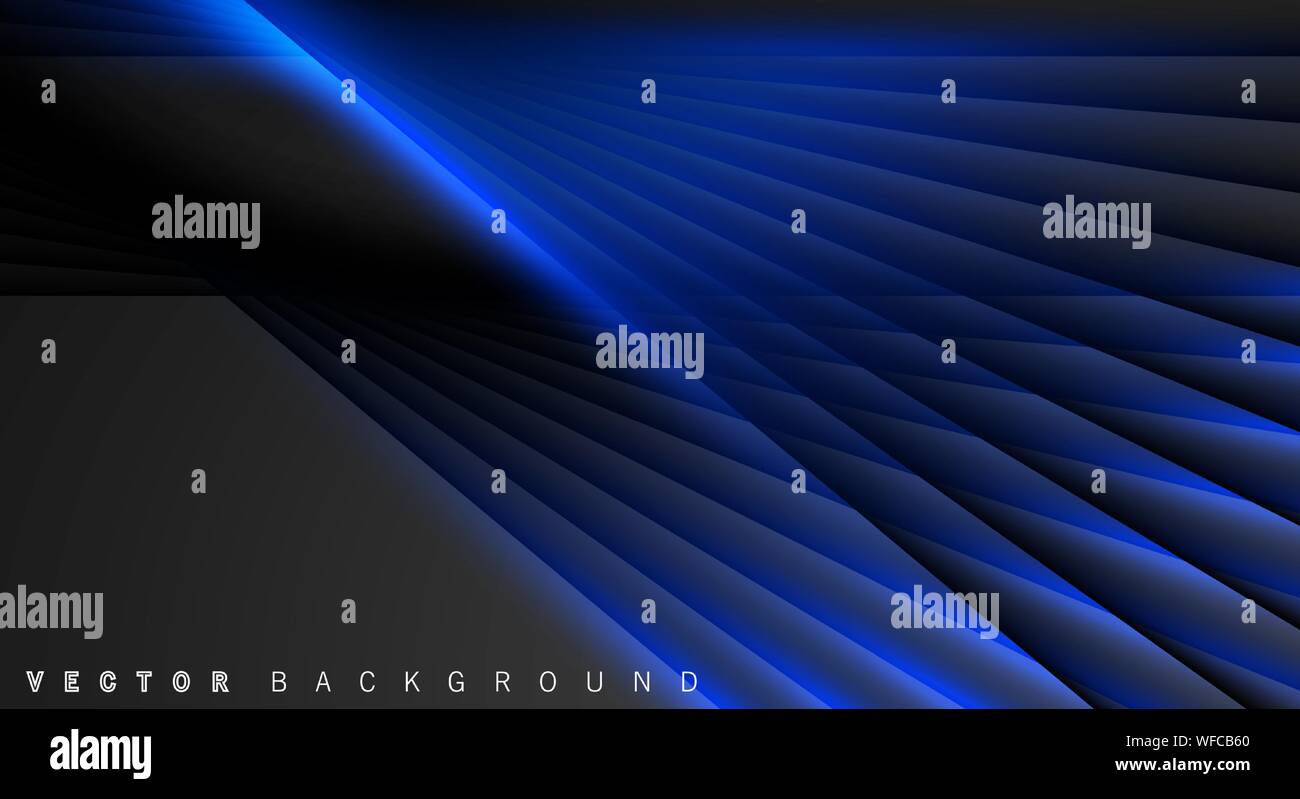 Blue light line shadow dark grey luxury background Stock Vector