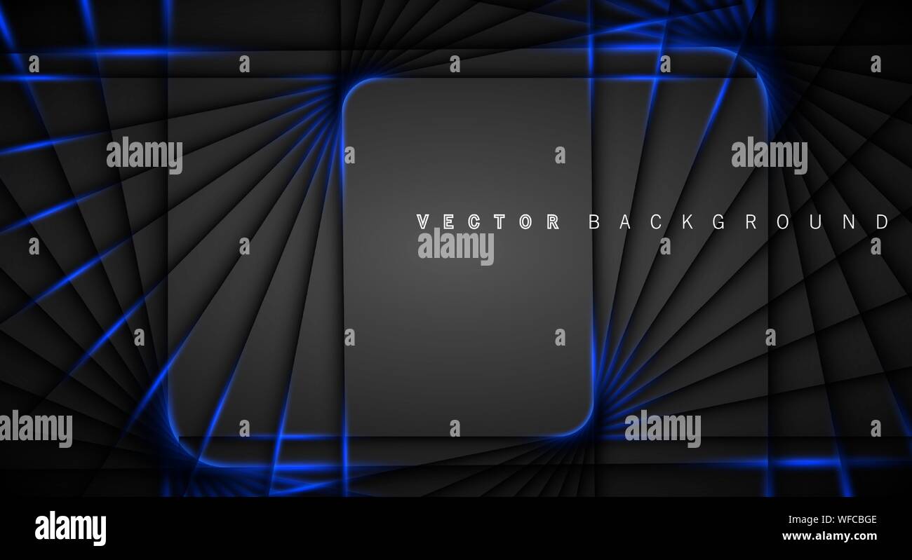Blue light line shadow dark grey luxury background Stock Vector