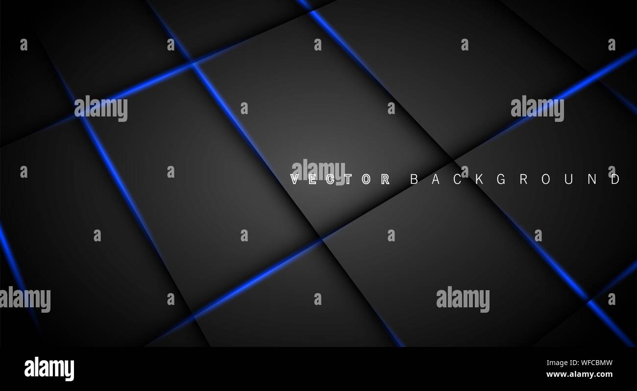 Blue light line shadow dark grey luxury background Stock Vector