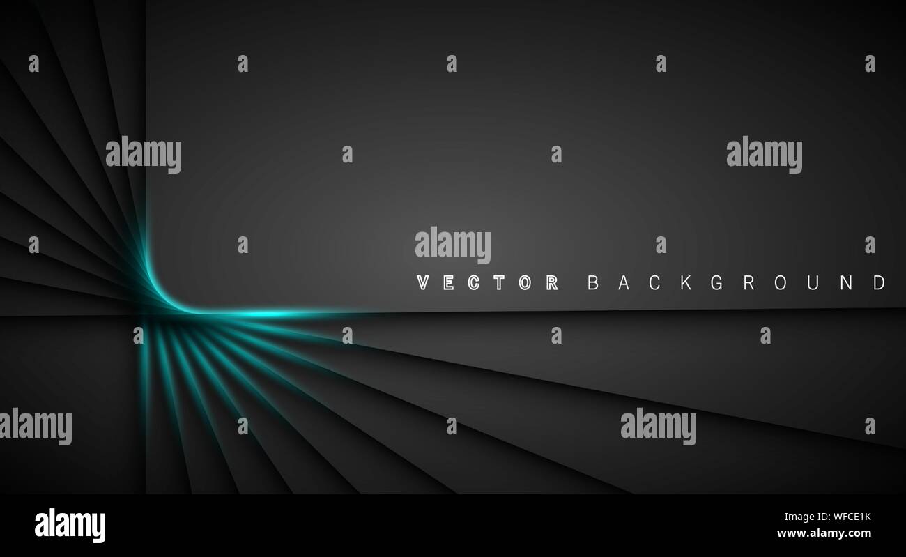 Blue light line shadow dark grey luxury background Stock Vector