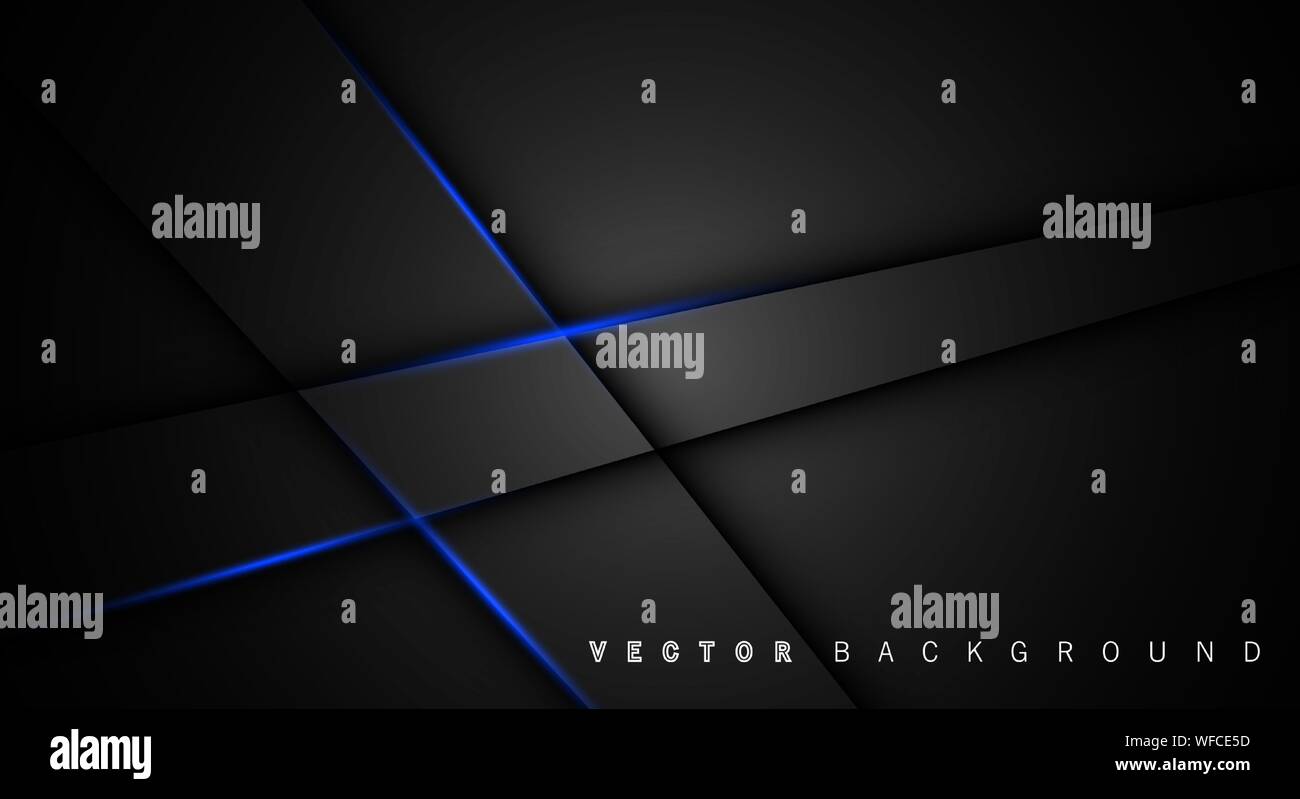 Blue light line shadow dark grey luxury background Stock Vector