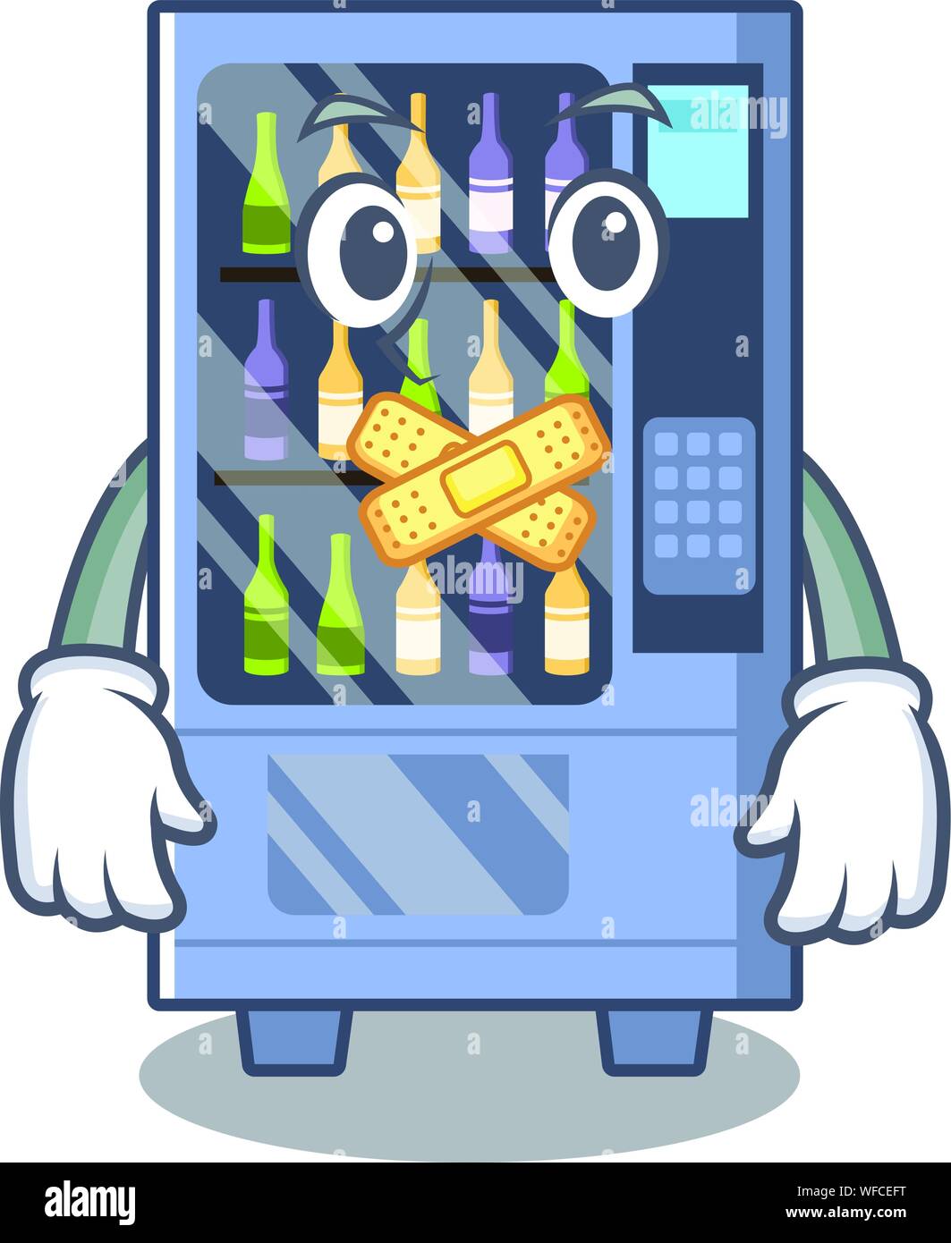 Silent wine vending machine mascot shaped character Stock Vector