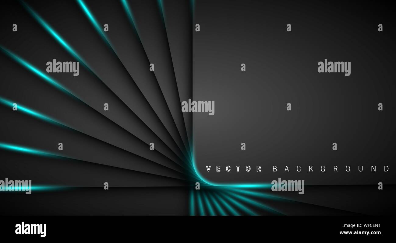 Blue light line shadow dark grey luxury background Stock Vector