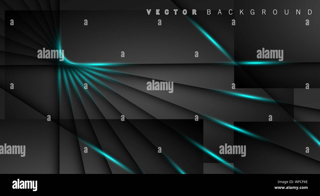 Blue light line shadow dark grey luxury background Stock Vector