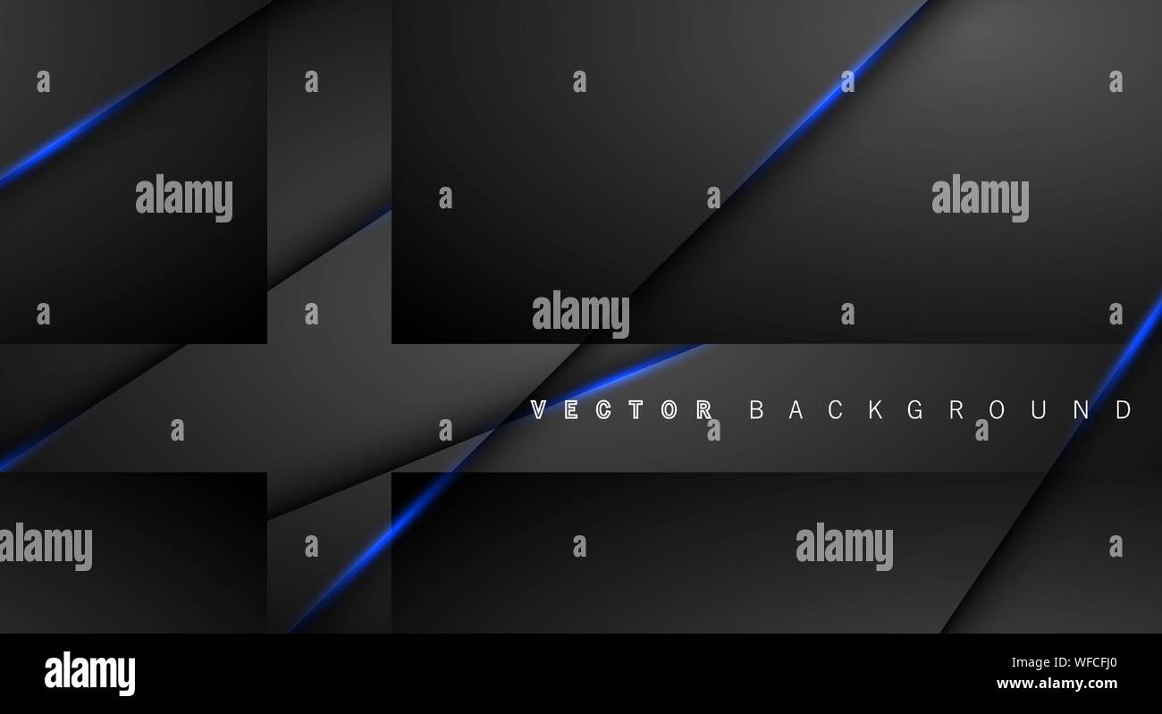 Blue light line shadow dark grey luxury background Stock Vector