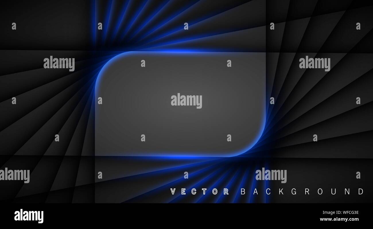 Blue light line shadow dark grey luxury background Stock Vector