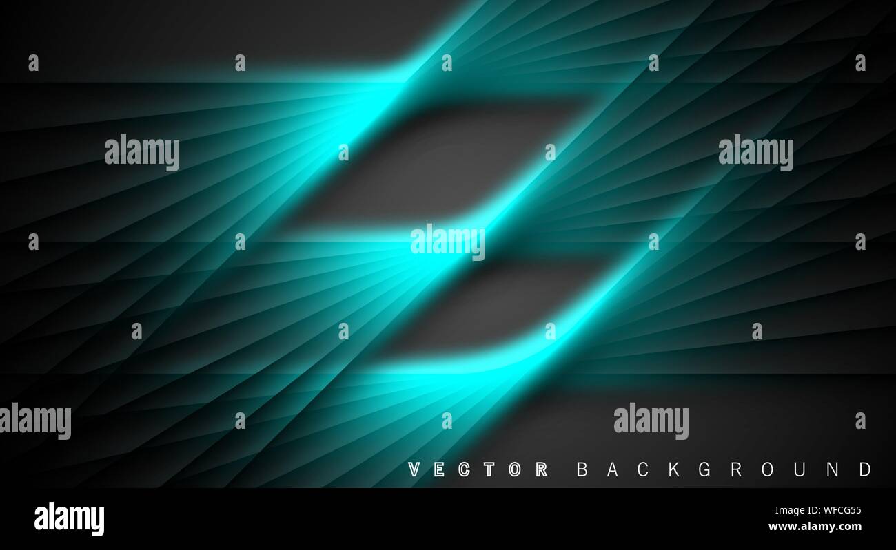 Blue light line shadow dark grey luxury background Stock Vector
