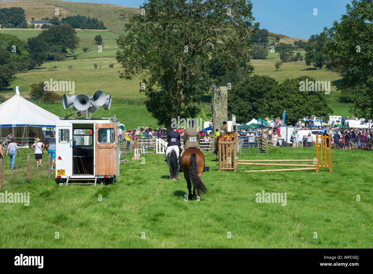 Hope Show on the August bank holiday 2019 in Derbyshire, England. Horses in the show ring. Stock Photo