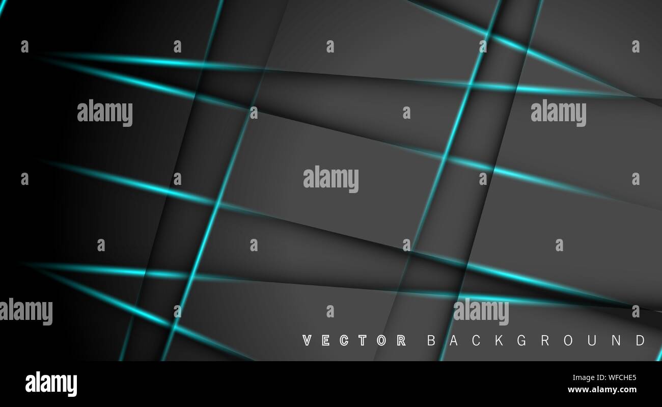 Blue light line shadow dark grey luxury background Stock Vector