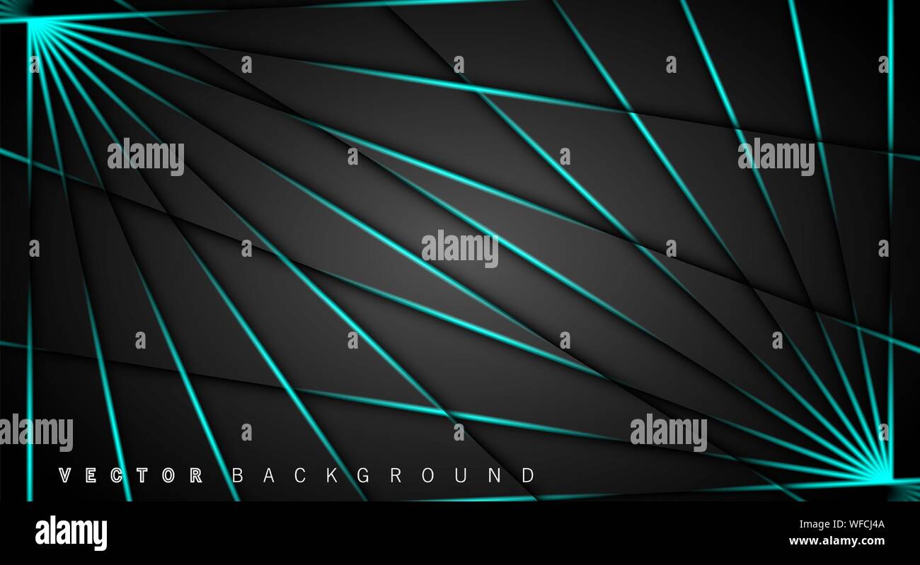 Blue light line shadow dark grey luxury background Stock Vector