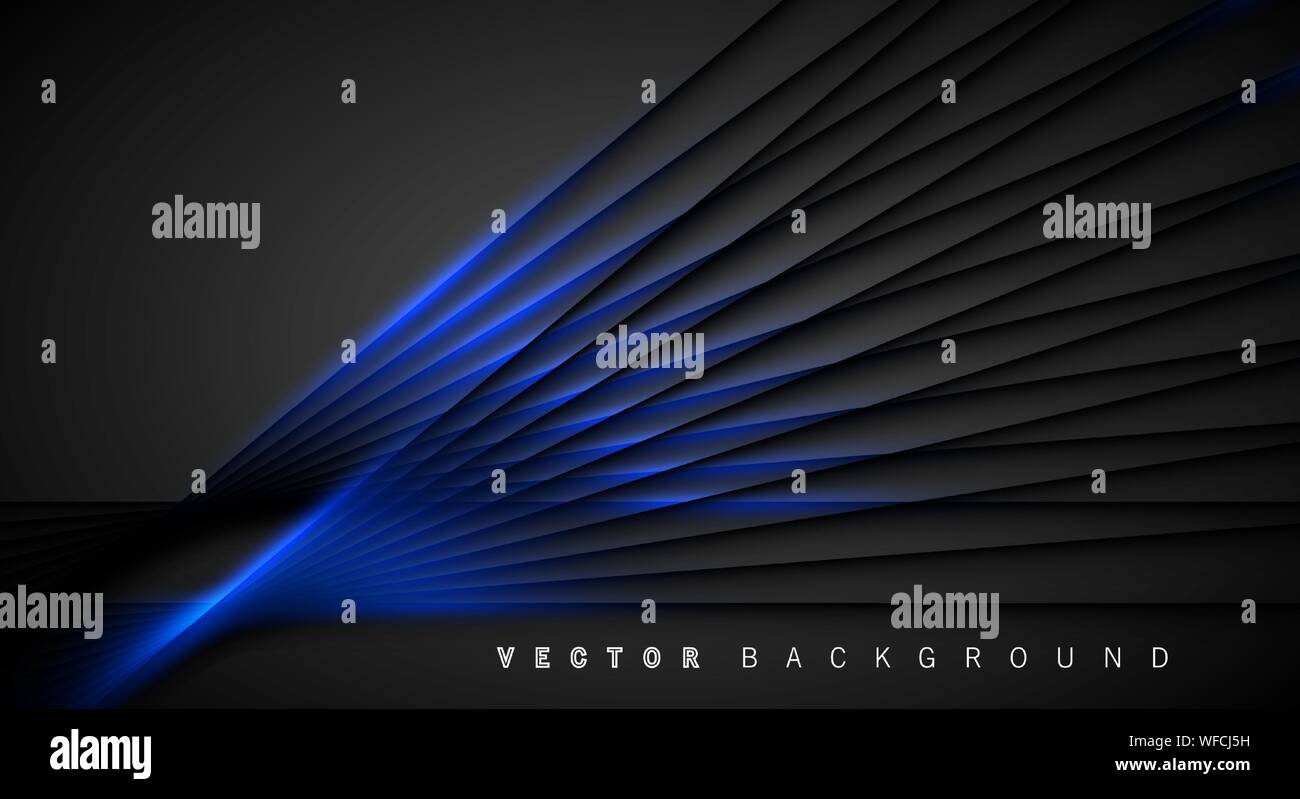 Blue light line shadow dark grey luxury background Stock Vector