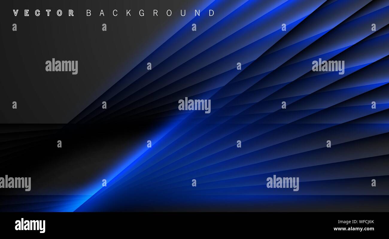 Blue light line shadow dark grey luxury background Stock Vector