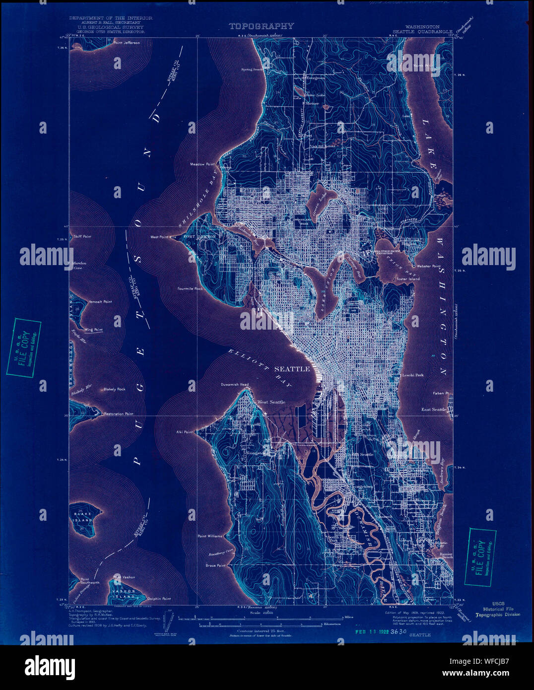 Seattle Map High Res Topographical Map Of Seattle High Resolution Stock Photography and ...
