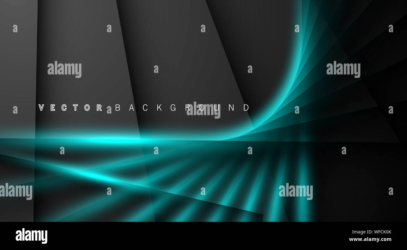 Blue light line shadow dark grey luxury background Stock Vector