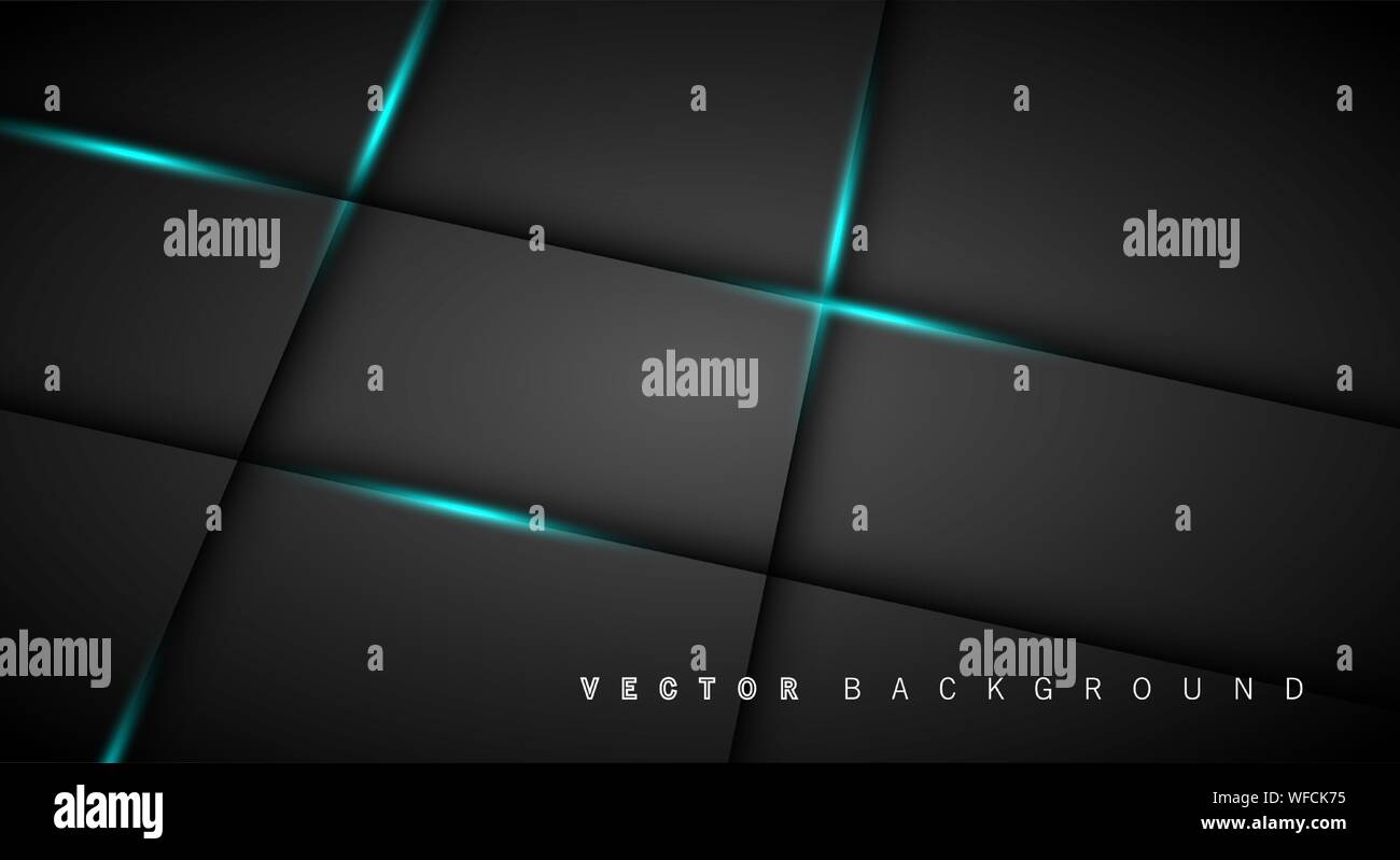 Blue light line shadow dark grey luxury background Stock Vector
