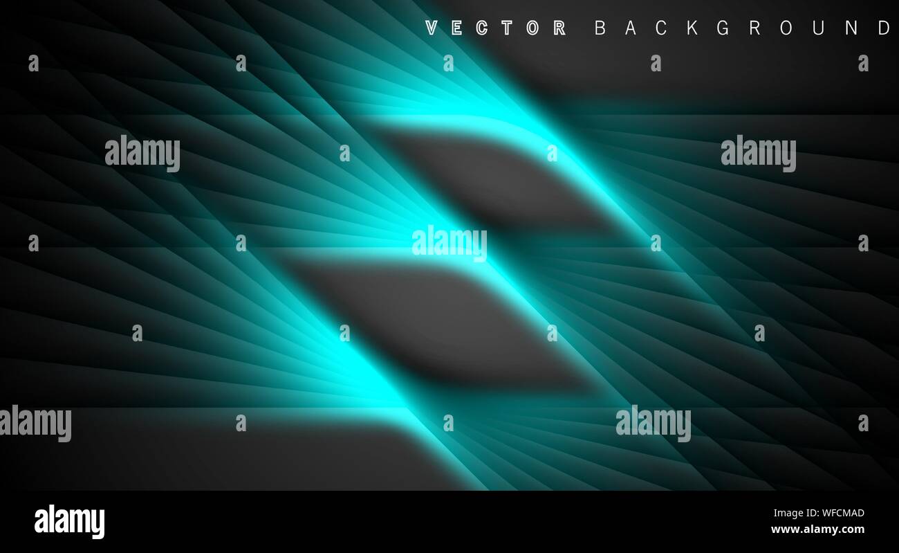 Blue light line shadow dark grey luxury background Stock Vector
