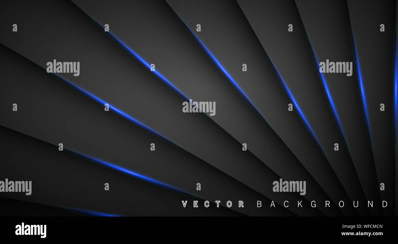 Blue light line shadow dark grey luxury background Stock Vector