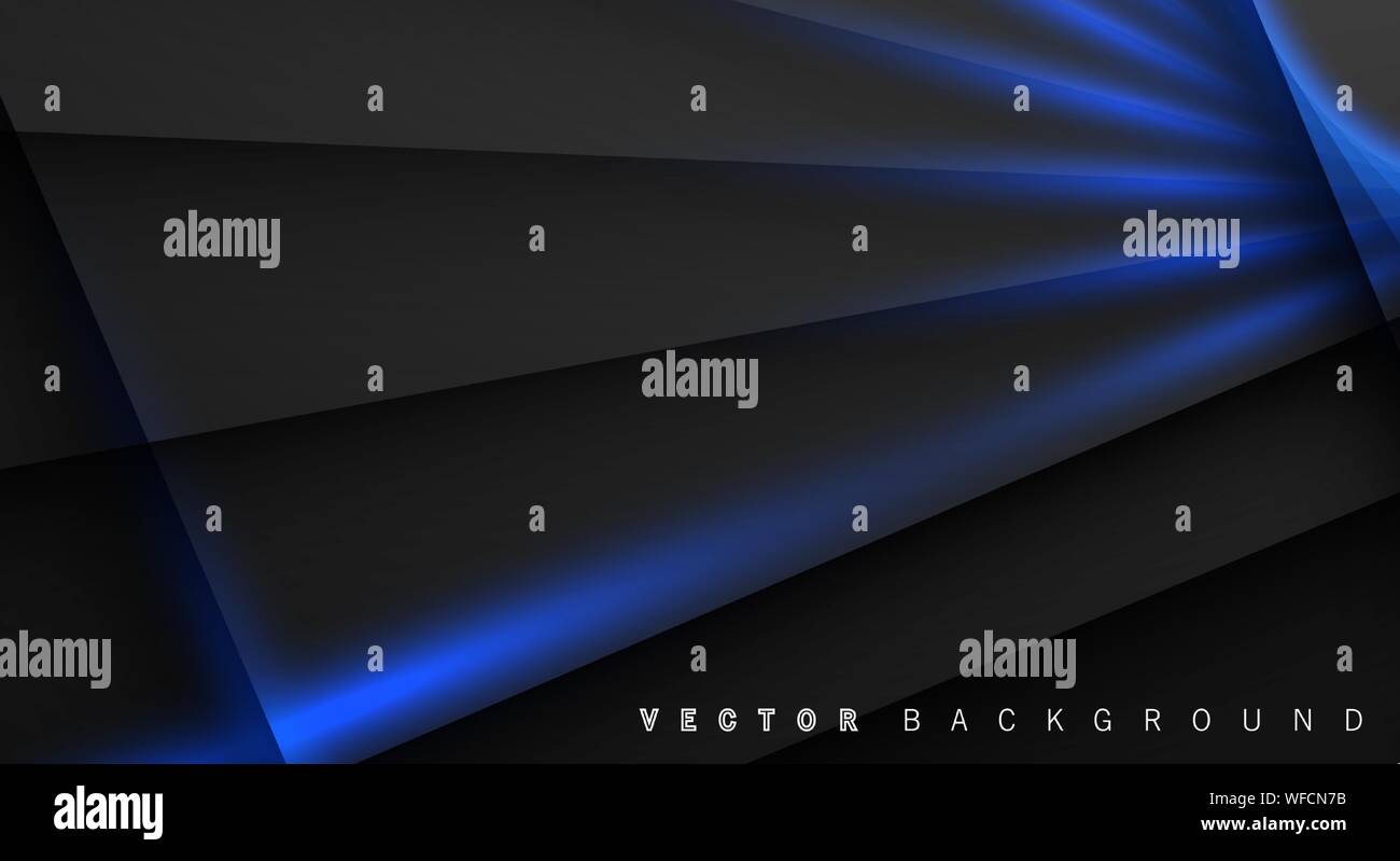 Blue light line shadow dark grey luxury background Stock Vector