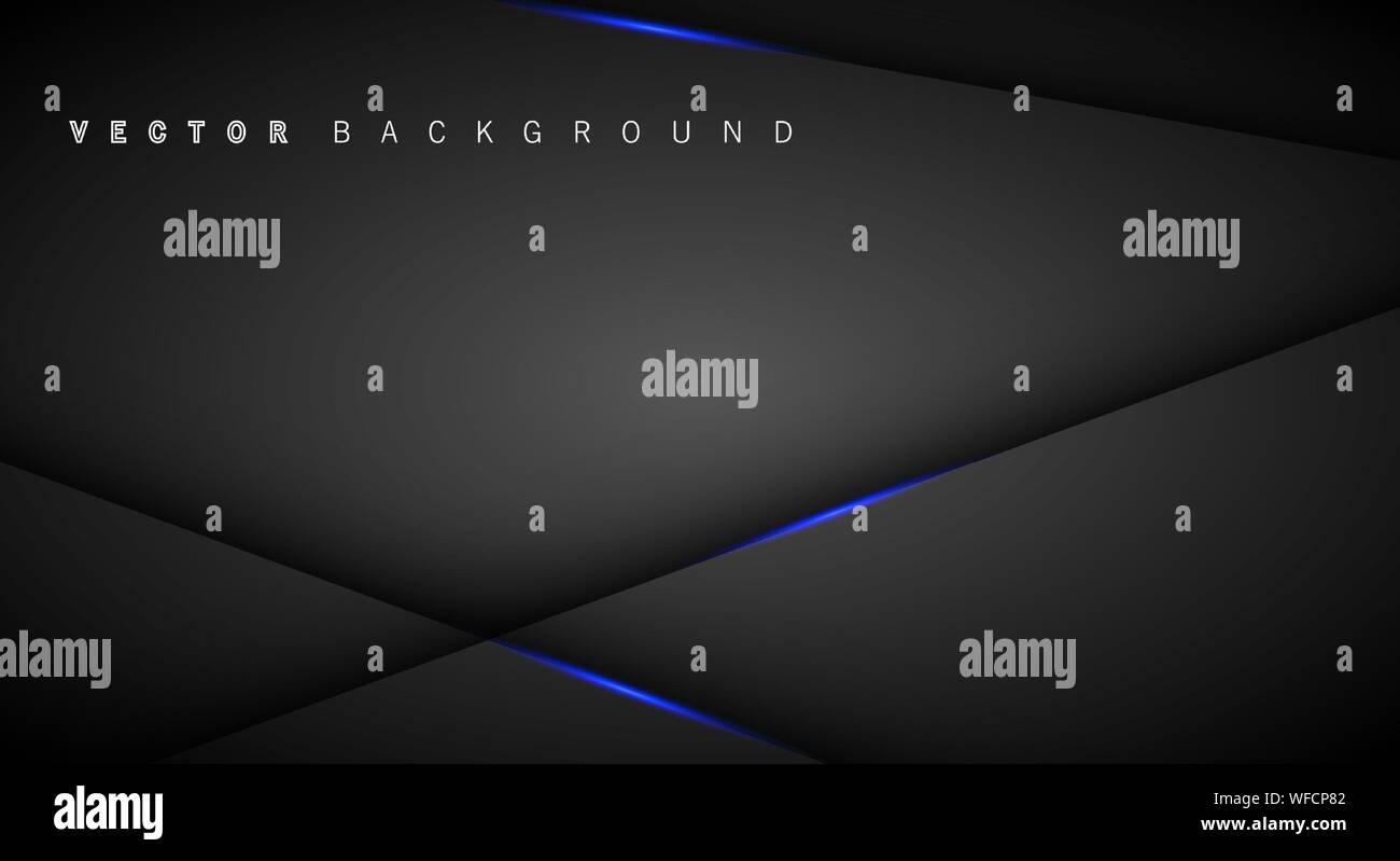 Blue light line shadow dark grey luxury background Stock Vector
