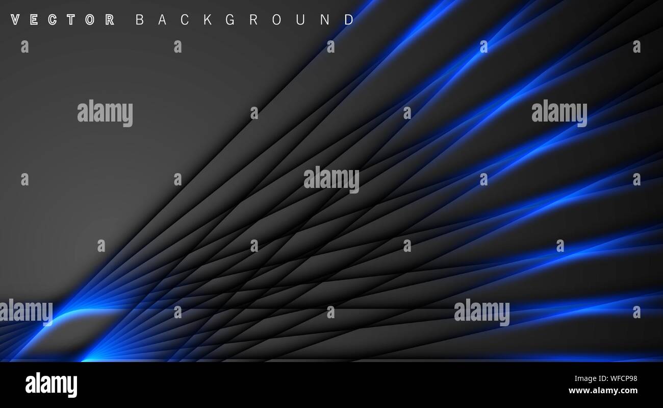 Blue light line shadow dark grey luxury background Stock Vector