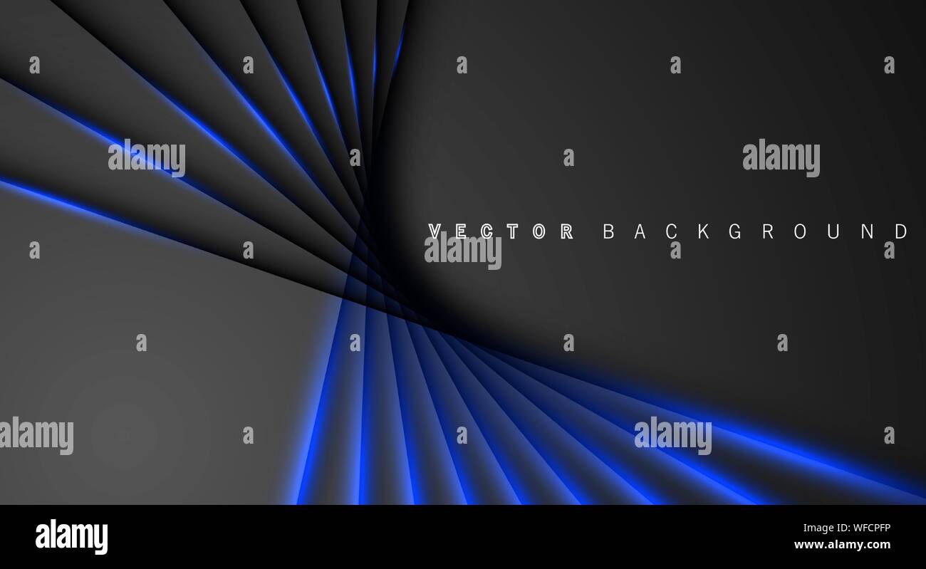 Blue light line shadow dark grey luxury background Stock Vector