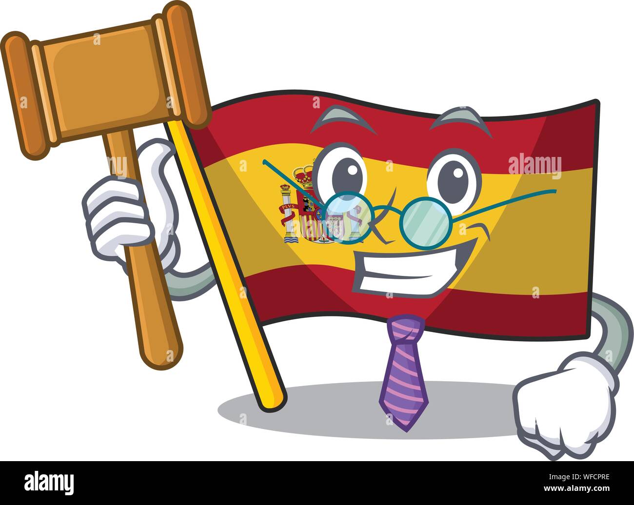 Judge flag spain with in the mascot shape Stock Vector
