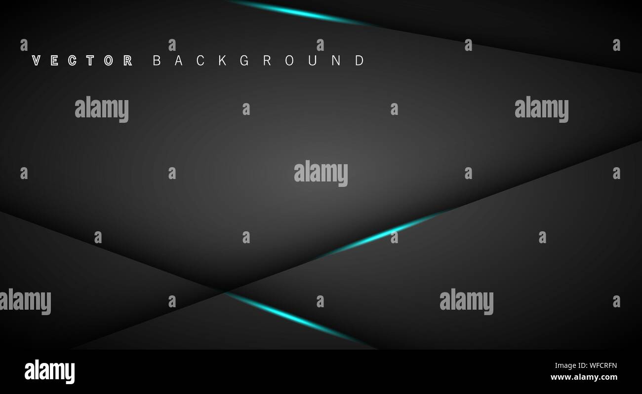 Blue light line shadow dark grey luxury background Stock Vector
