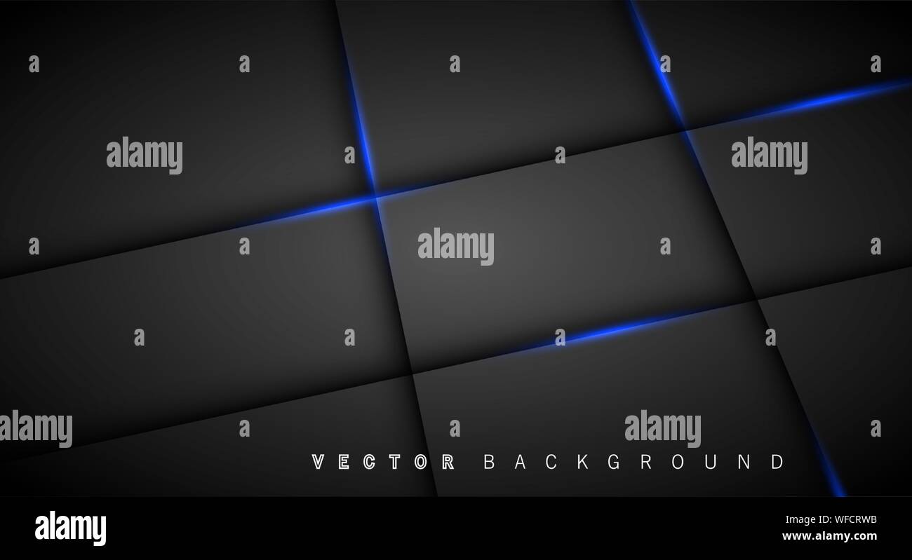 Blue light line shadow dark grey luxury background Stock Vector