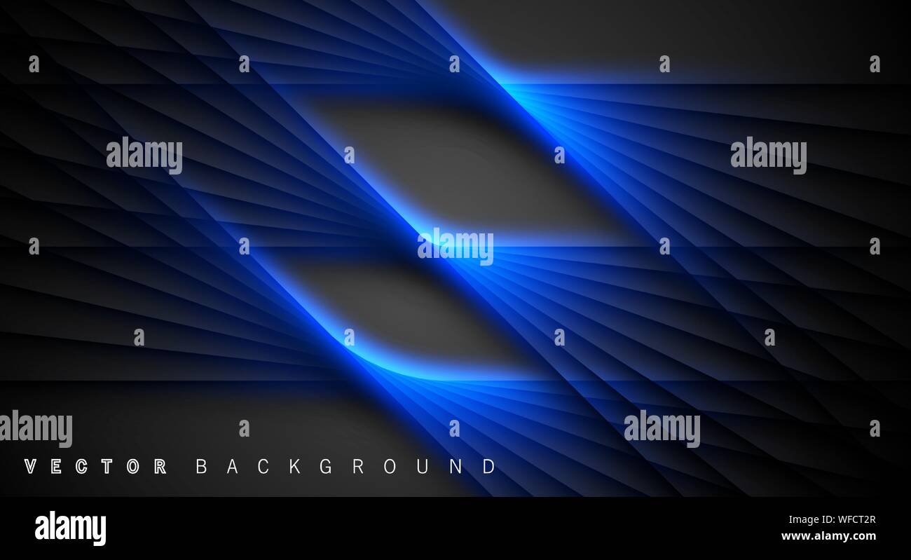 Blue light line shadow dark grey luxury background Stock Vector