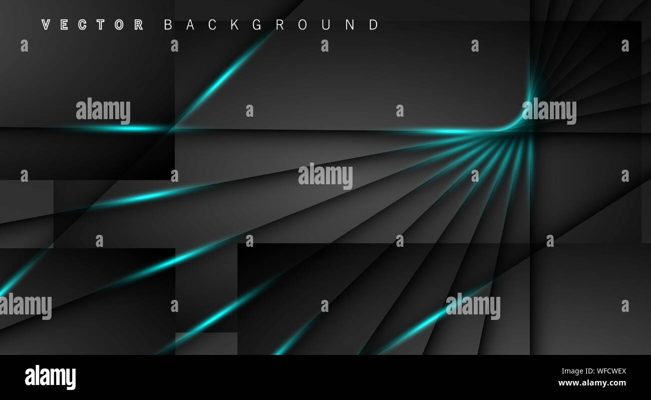Blue light line shadow dark grey luxury background Stock Vector