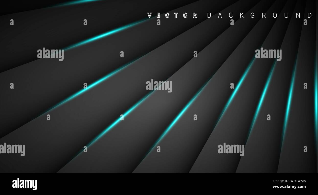 Blue light line shadow dark grey luxury background Stock Vector