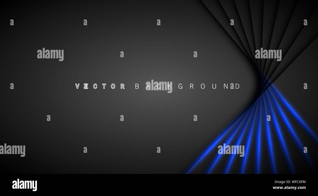 Blue light line shadow dark grey luxury background Stock Vector