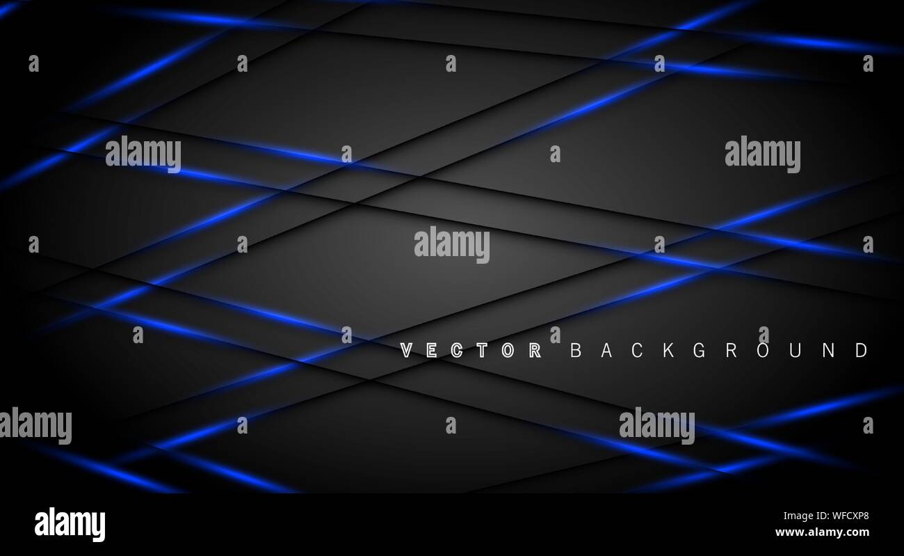 Blue light line shadow dark grey luxury background Stock Vector