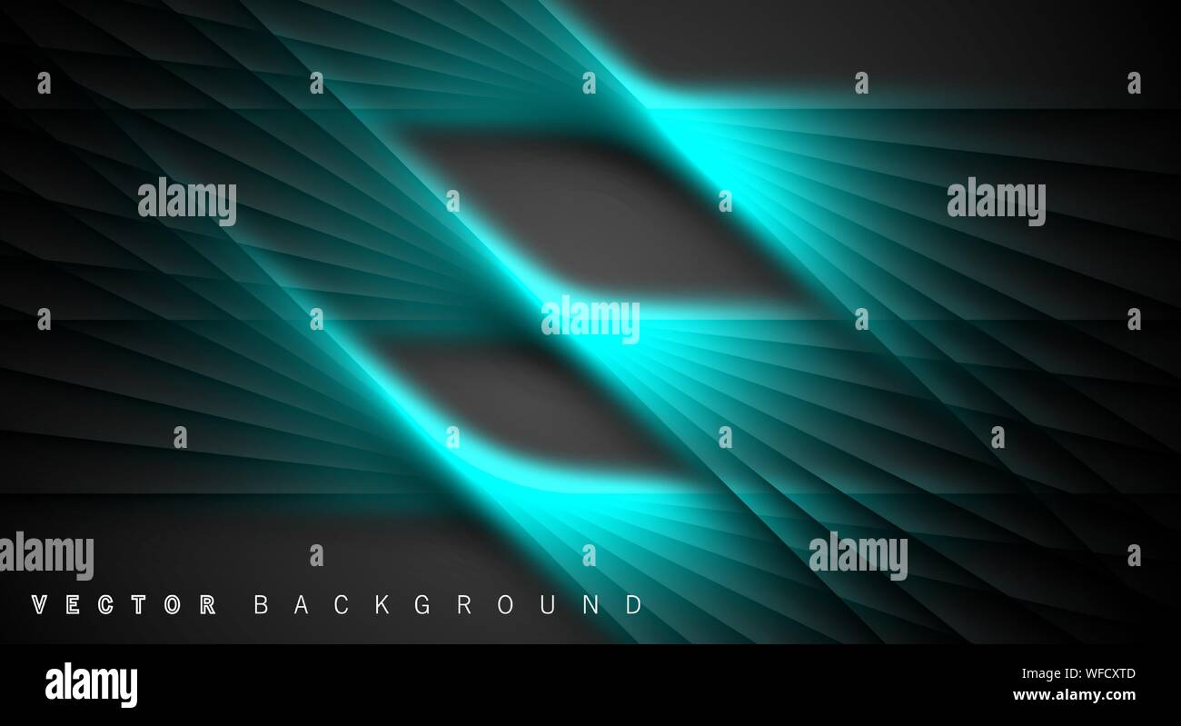 Blue light line shadow dark grey luxury background Stock Vector