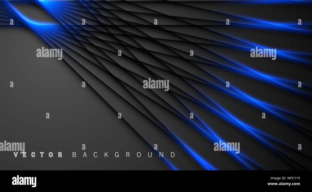 Blue light line shadow dark grey luxury background Stock Vector