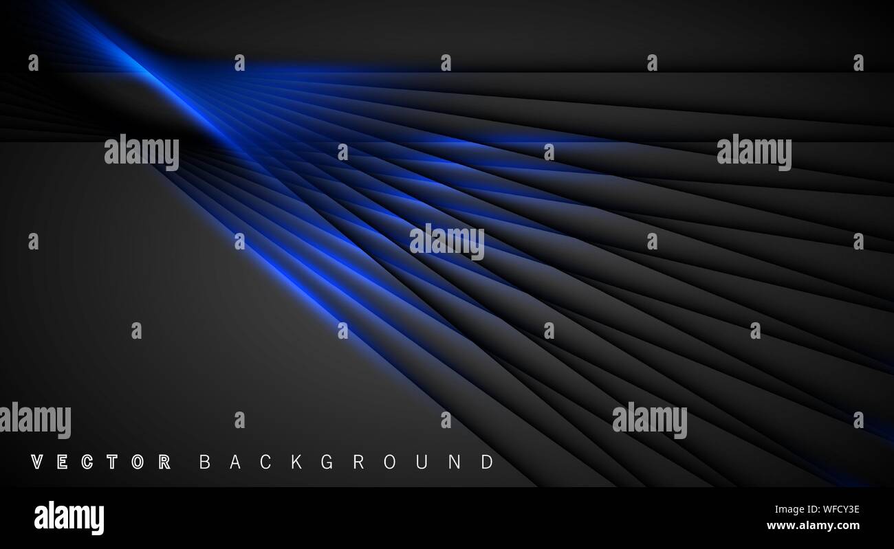 Blue light line shadow dark grey luxury background Stock Vector