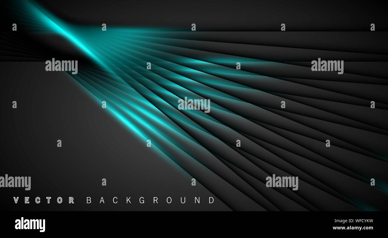 Blue light line shadow dark grey luxury background Stock Vector