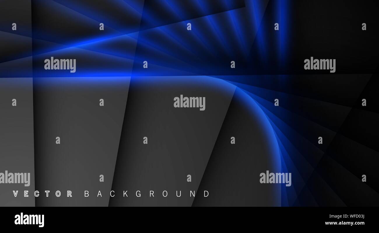 Blue light line shadow dark grey luxury background Stock Vector