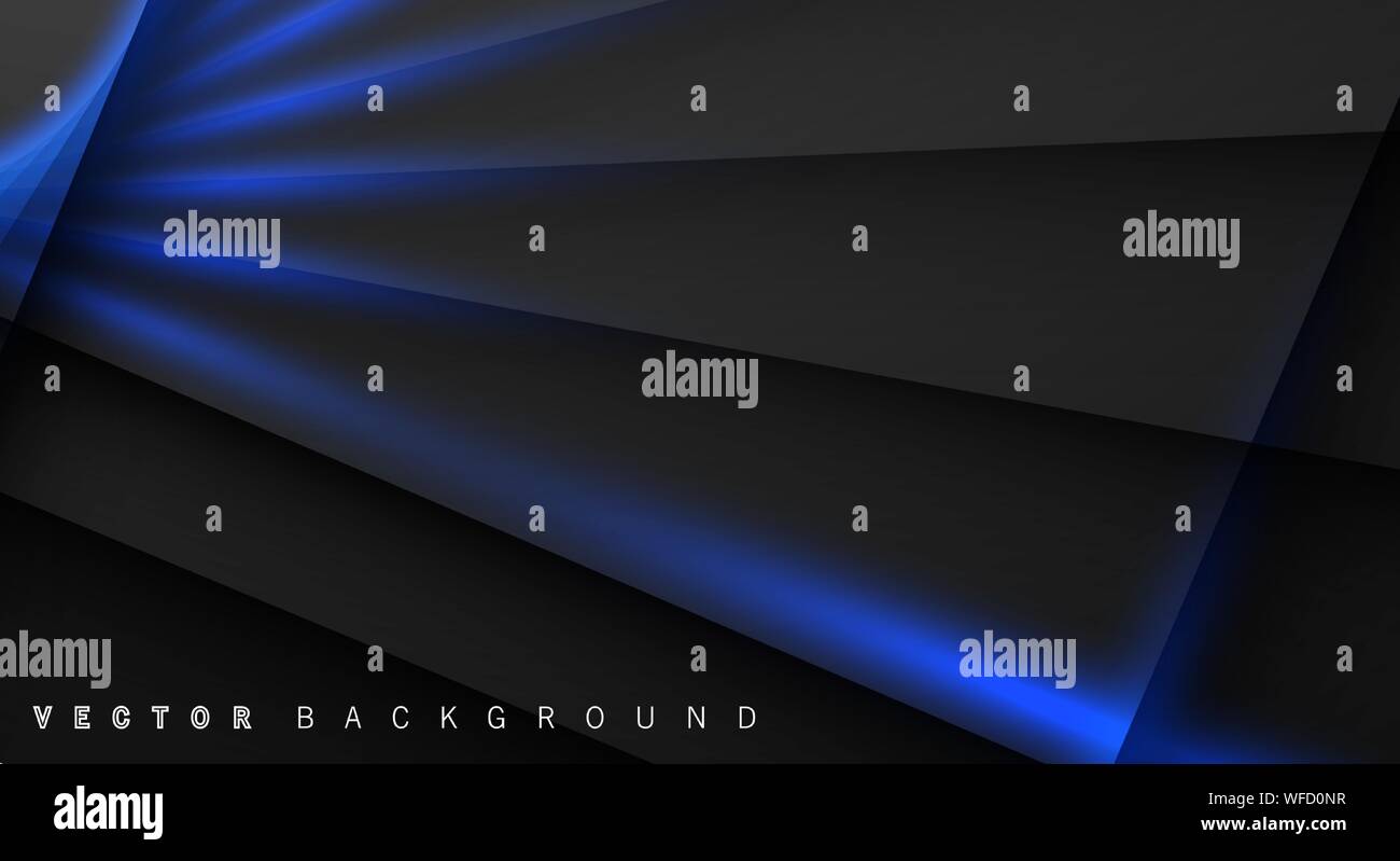 Blue light line shadow dark grey luxury background Stock Vector