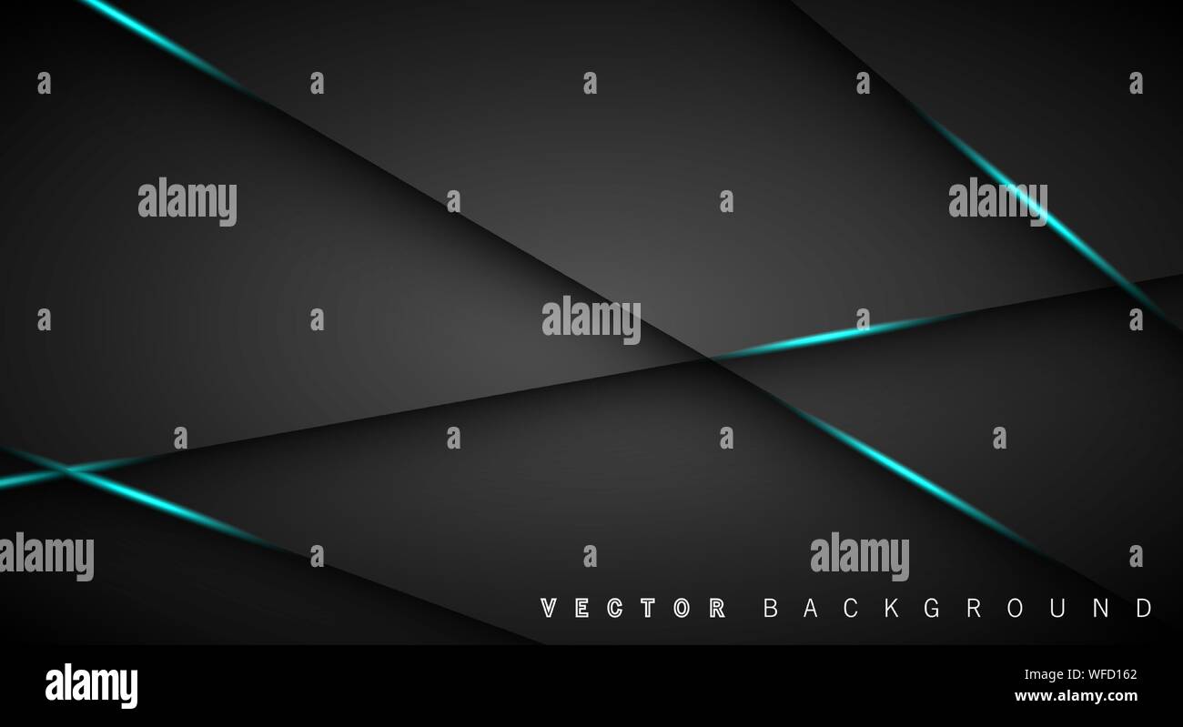 Blue light line shadow dark grey luxury background Stock Vector