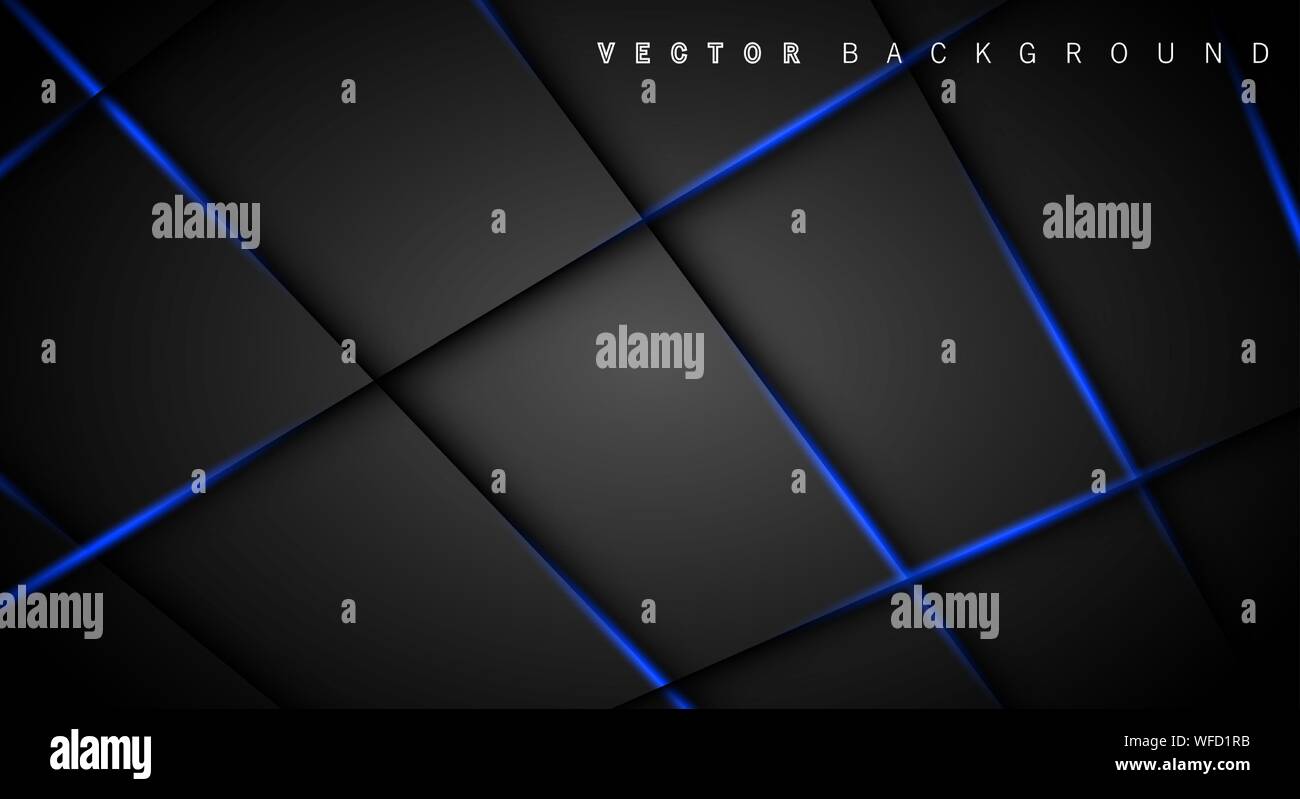 Blue light line shadow dark grey luxury background Stock Vector