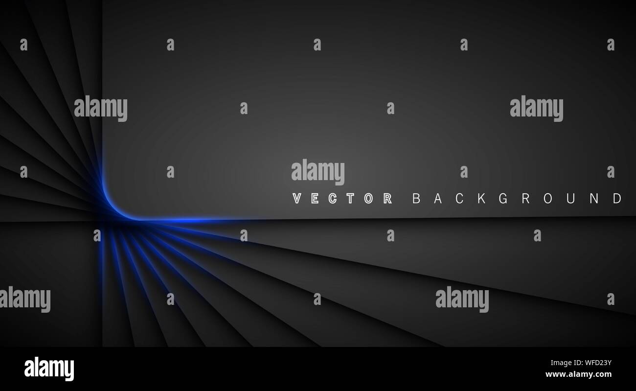 Blue light line shadow dark grey luxury background Stock Vector