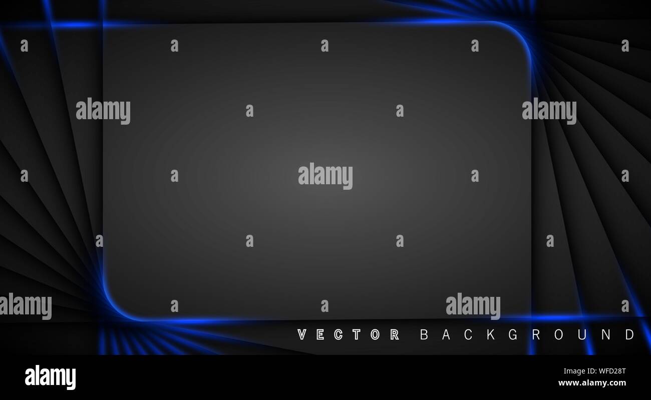 Blue light line shadow dark grey luxury background Stock Vector