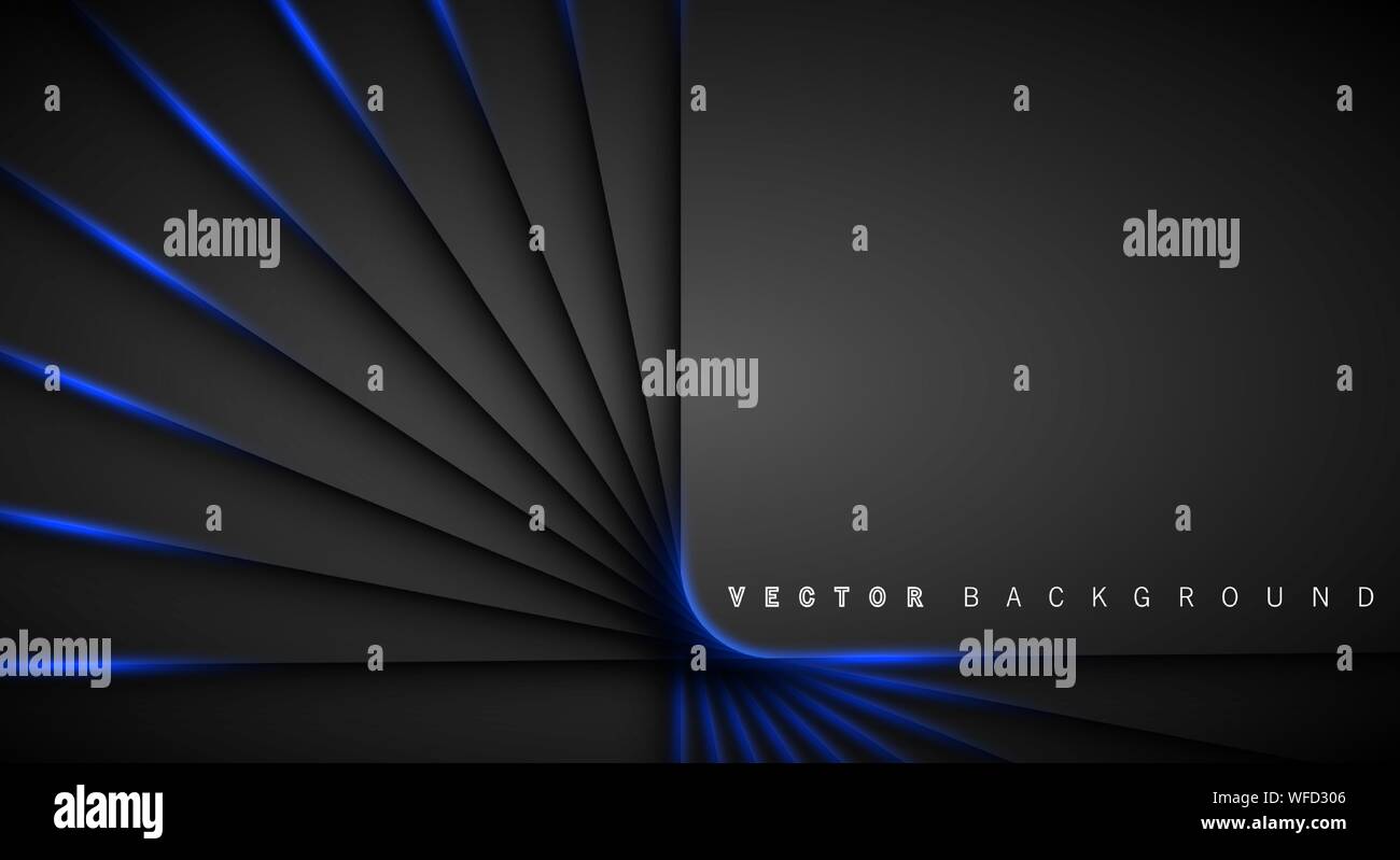 Blue light line shadow dark grey luxury background Stock Vector