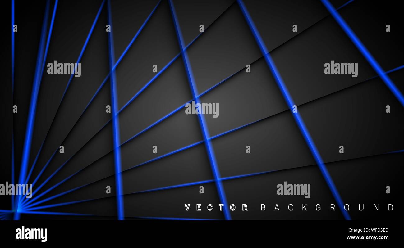 Blue light line shadow dark grey luxury background Stock Vector